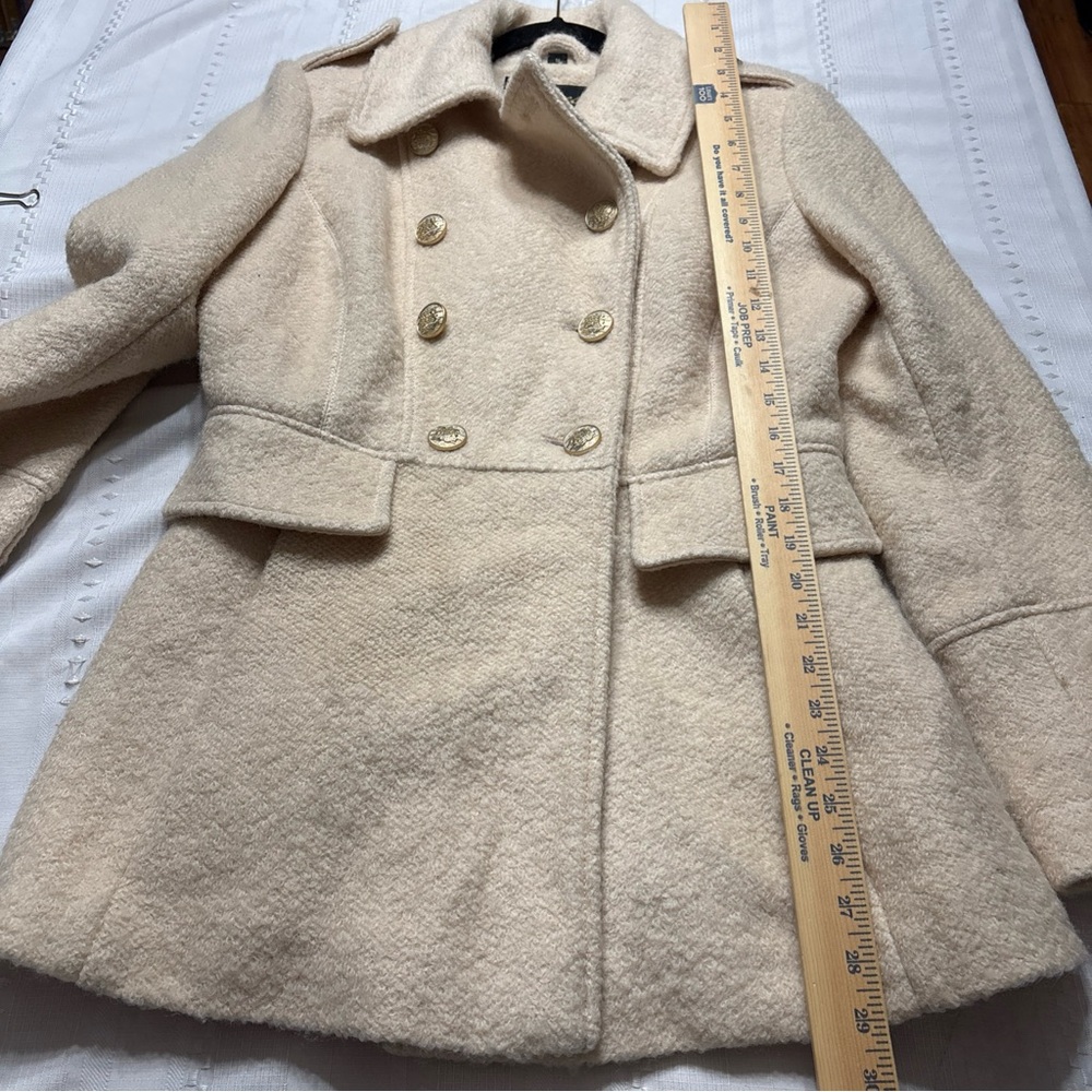 GUESS Womens Beige Wool Blend Double Breasted Button-Up Lined  Coat- Size Medium - Picture 6 of 11